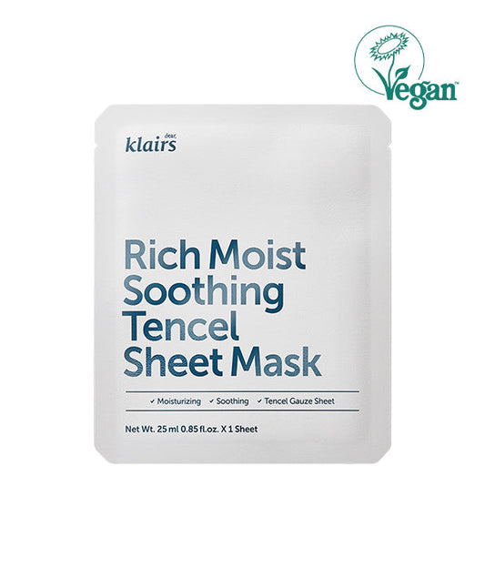 Klairs Rich Moist Soothing Tencel Sheet Mask - Peau apaisée et hydratée