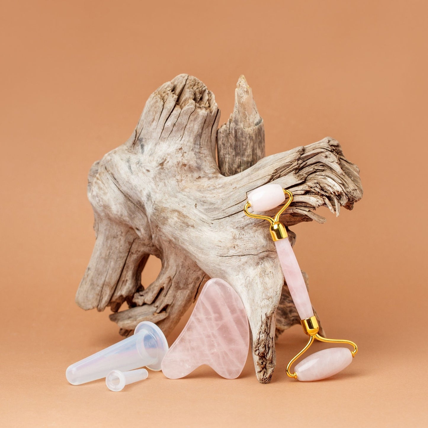 Seoulmate Kit Roller Jade + Gua Sha en quartz rose - Outils massants anti-âge